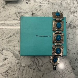 Native American Turquoise Bracelet Western Tiffany box bag blue silver